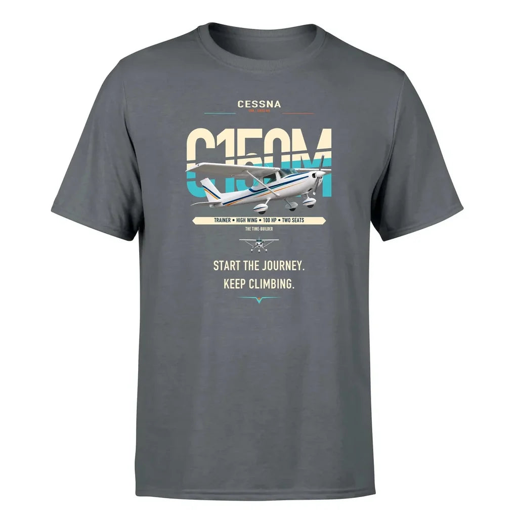 Cessna 150M design on gray t-shirt, single-side print