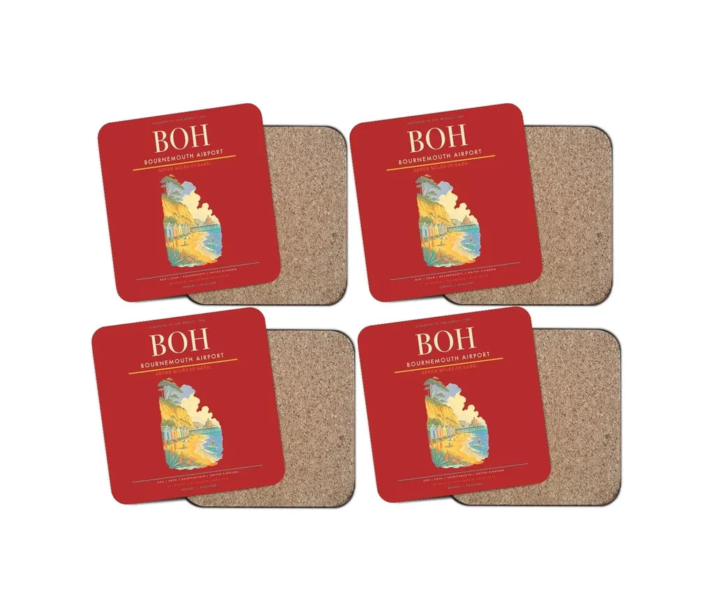 Bournemouth Airport BOH Coaster 4-Pieces-Set - Red