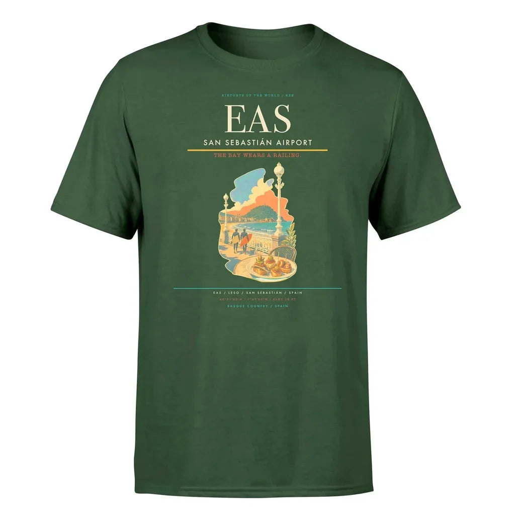 San Sebastián Airport (EAS) T-Shirt single-side front print in Dark Green | san-sebastián-airport-eas-double-side-t-shirt