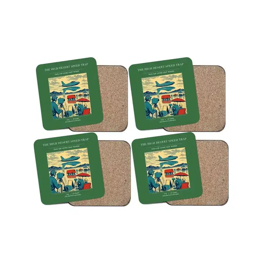 The High Desert Speed Trap - Designed Coasters design on green 4-pieces-set
