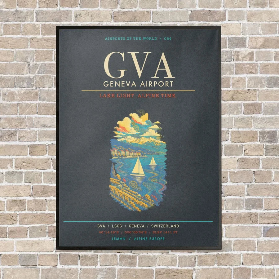 Geneva Airport GVA - Canvas Framed - Gray