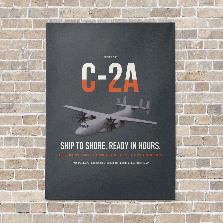 C-2A Greyhound vertical canvas print - no frame - gray background