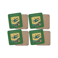 Thumbnail for The Wingwalker's Wave - Designed Coasters design on green 4-pieces-set