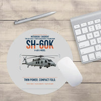 Thumbnail for Mitsubishi Sikorsky SH-60K design on light gray round mouse pad