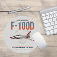 Thumbnail for F-100D Super Sabre design on light gray round mouse pad