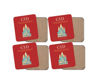 Thumbnail for Heydar Aliyev International Airport (GYD) design on red 4 pieces set coaster