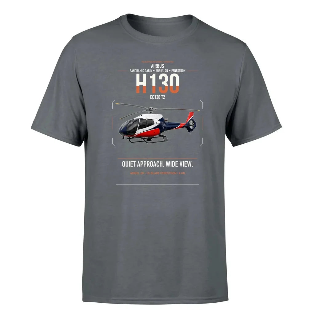 Airbus H130 design on gray t-shirt, single-side print