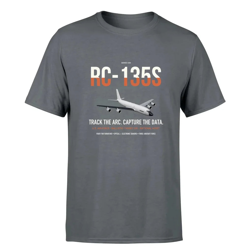 RC-135S Cobra Ball design on gray double-side t-shirt, single-side print
