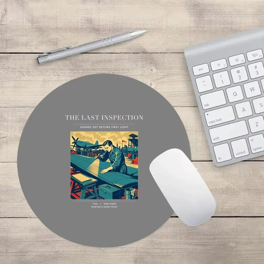 VINTAGE G4536 - The Last Inspection - Designed Mouse Pads design on gray round