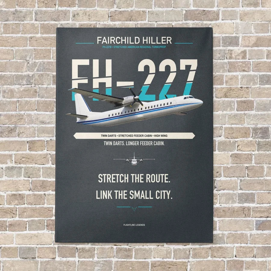 Fairchild Hiller FH-227B vertical canvas print - no frame - gray background