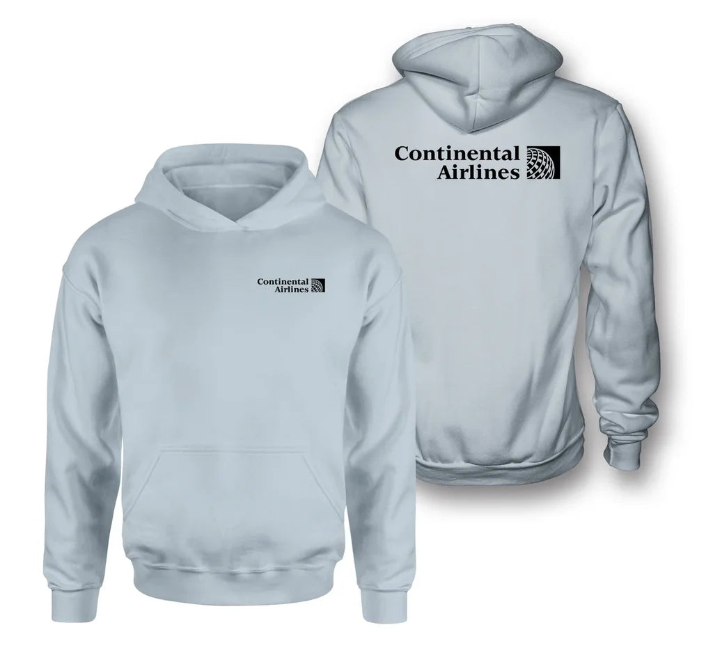 Continental Airlines logo on light blue double side hoodie