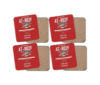 Thumbnail for Air Tractor AT-802F Fire Boss design on red 4 pieces set coaster