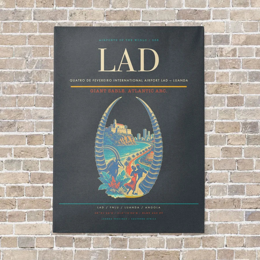 Quatro de Fevereiro International Airport LAD — Luanda vertical canvas print - no frame - gray background