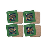 Thumbnail for The Ocean Crossing - Designed Coasters design on green 4-pieces-set