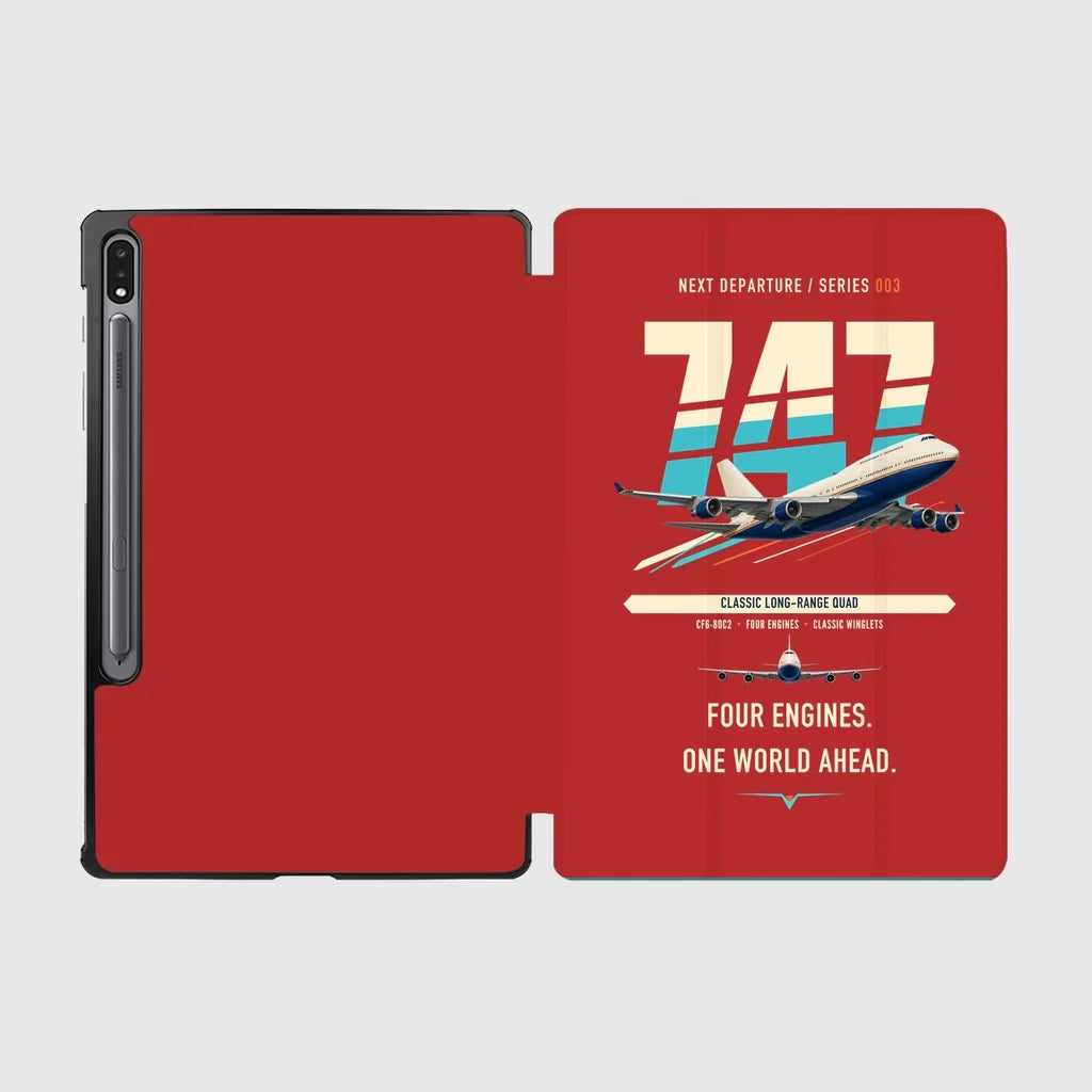 Boeing 747-400 design on red samsung tablet tablet case