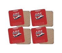 Thumbnail for Bombardier Challenger 605 design on red 4 pieces set coaster