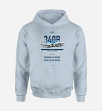 Thumbnail for Saab 340B design on light blue hoodie single side