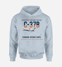 Thumbnail for C-37B GULFSTREAM G550 design on light blue hoodie single side