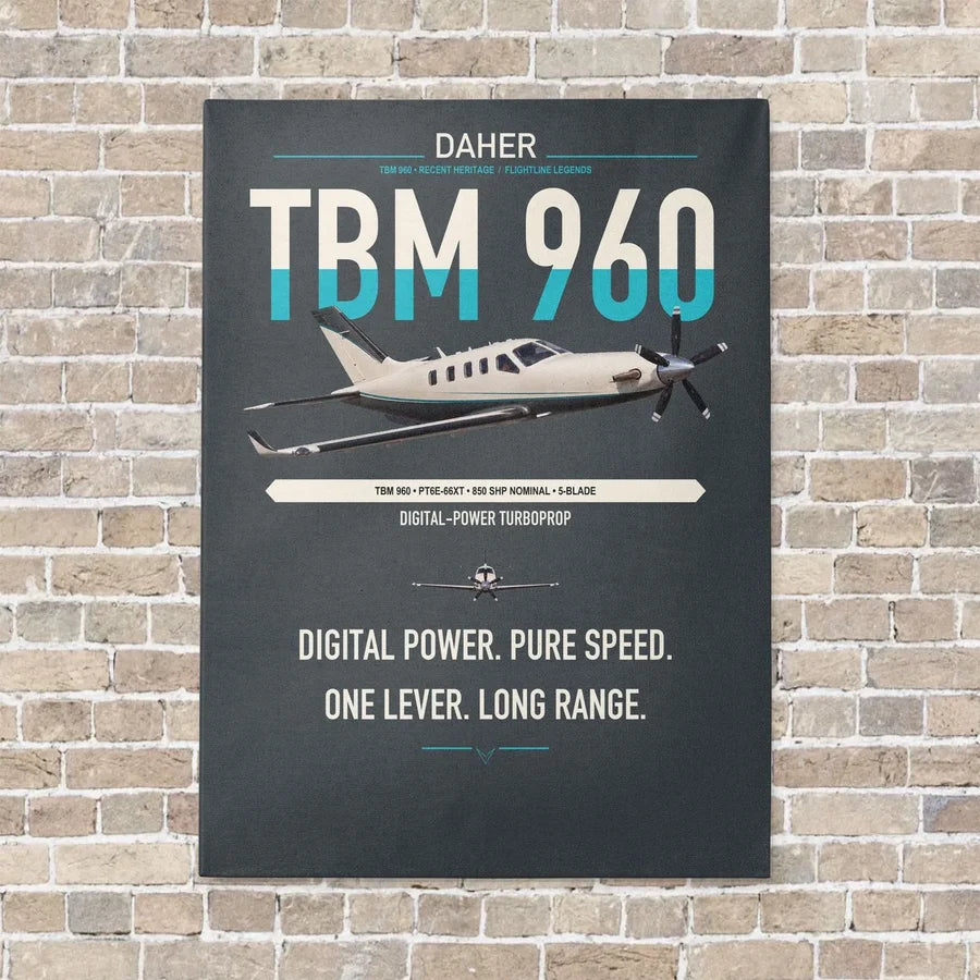 Daher TBM 960 vertical canvas print - no frame - gray background