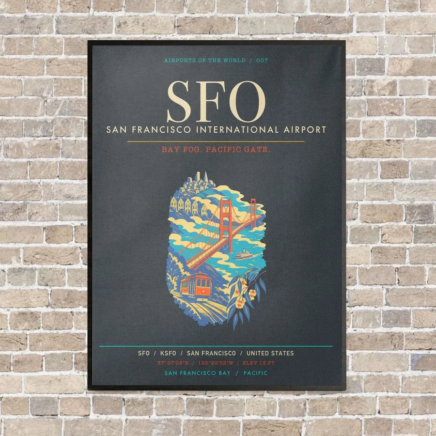 San Francisco International Airport SFO - Canvas Framed - Gray