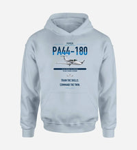 Thumbnail for Piper PA-44-180 Seminole design on light blue double-side hoodie, single-side print