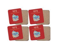 Thumbnail for Rogue Valley International–Medford Airport (MFR) design on red 4 pieces set coaster