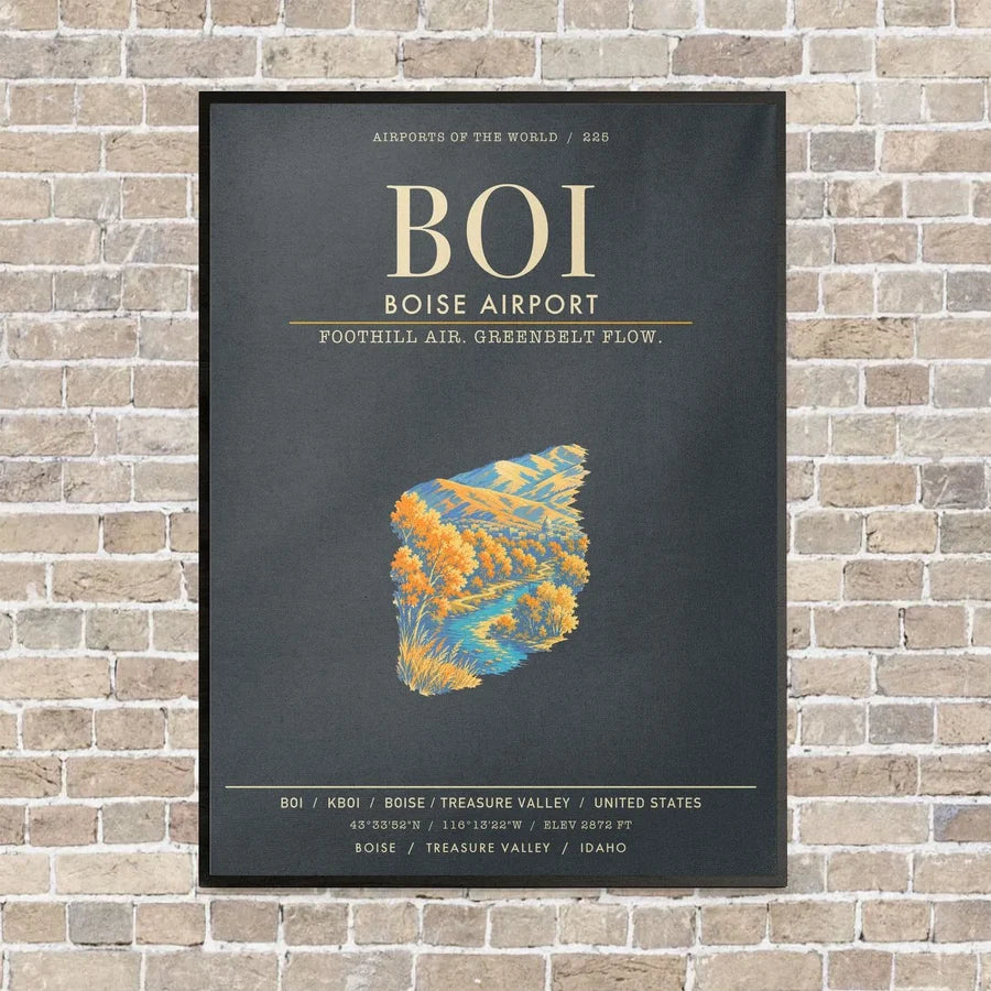 Boise Airport BOI - Canvas Framed - Gray