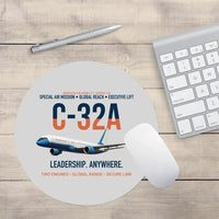Thumbnail for C-32A Air Force Two Global Reach design on light gray round mouse pad