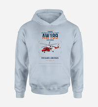 Thumbnail for Leonardo AW189 design on light blue double-side hoodie, single-side print