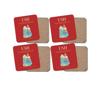 Thumbnail for Malvinas Argentinas International Airport (USH) design on red 4 pieces set coaster