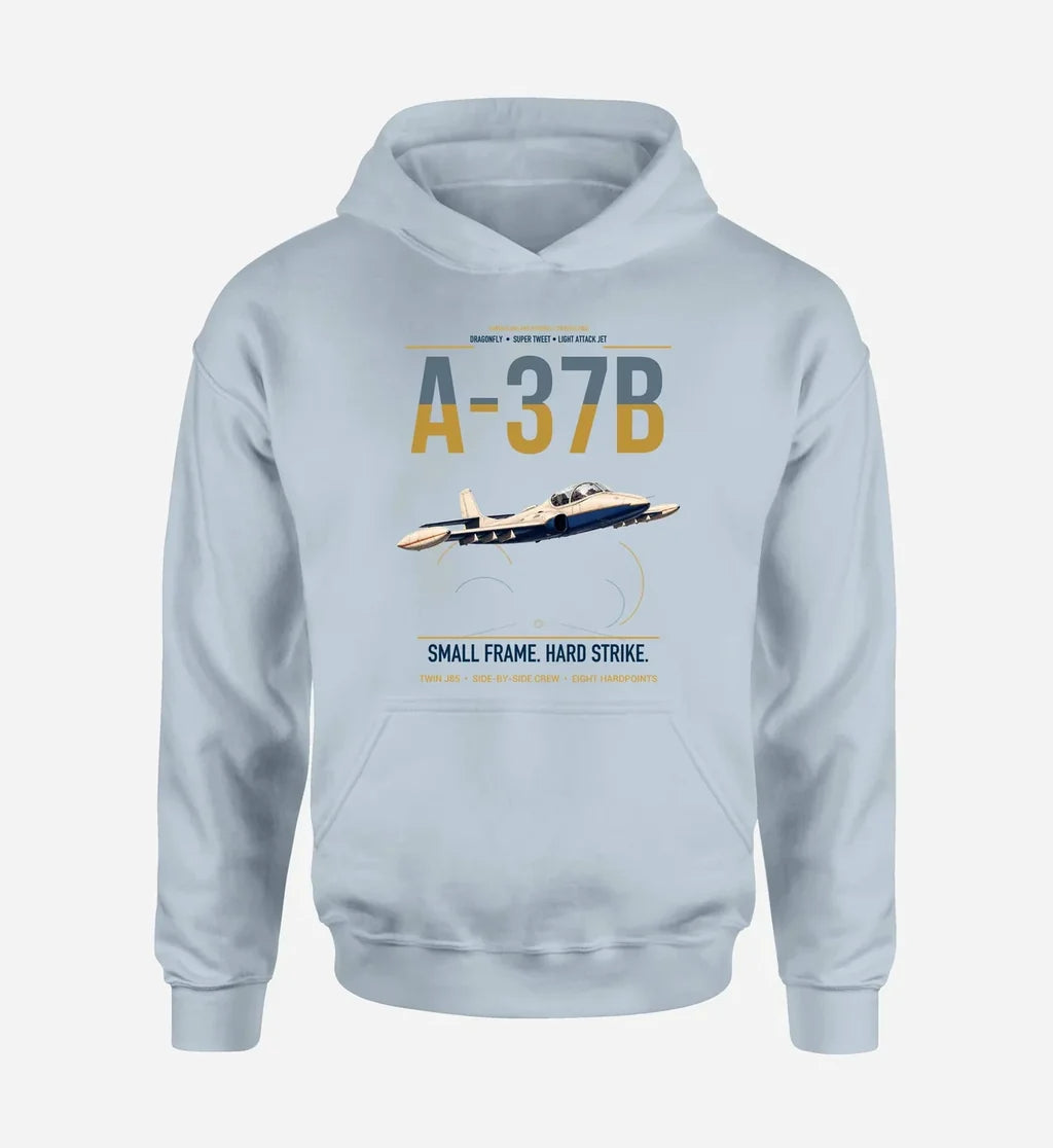 A-37B Dragonfly design on light blue double-side hoodie