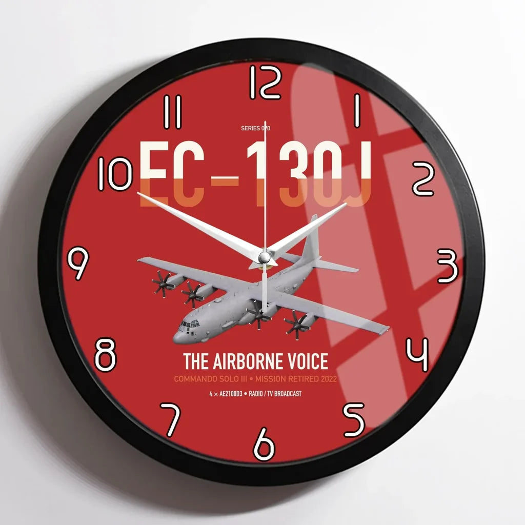 EC-130J Commando Solo III design on red framed wall clock