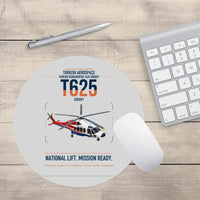 Thumbnail for Turkish Aerospace T625 Gökbey design on light gray round mouse pad