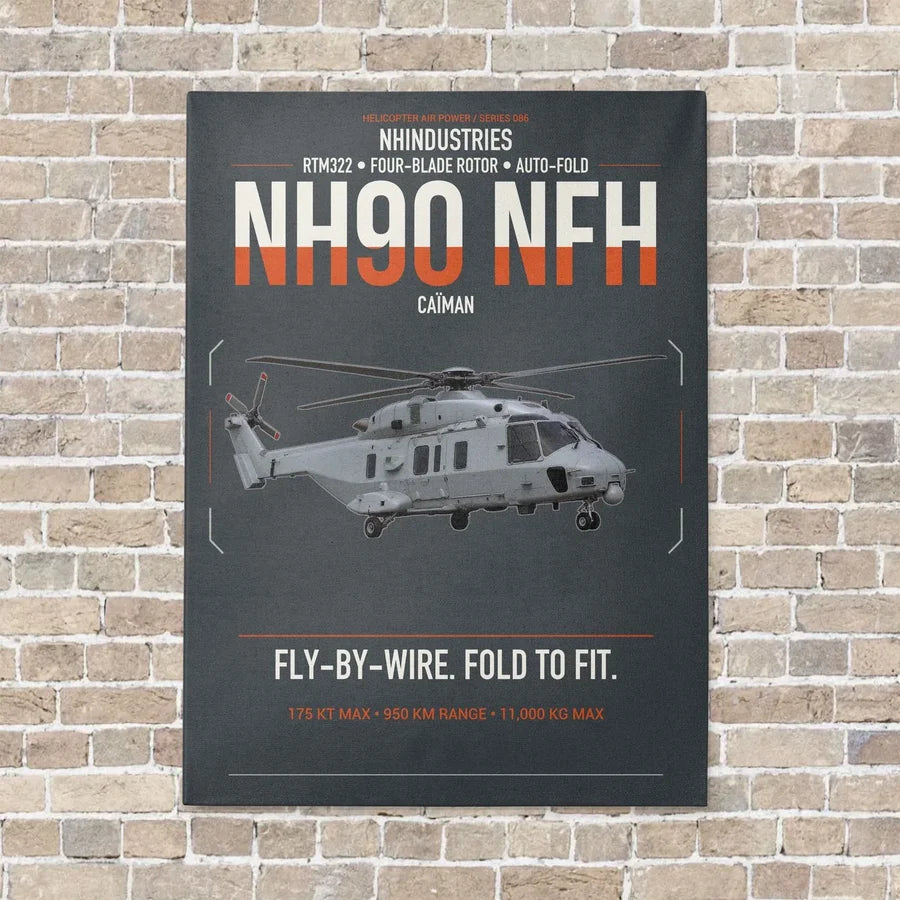 NHIndustries NH90 NFH Caïman vertical canvas print - no frame - gray background