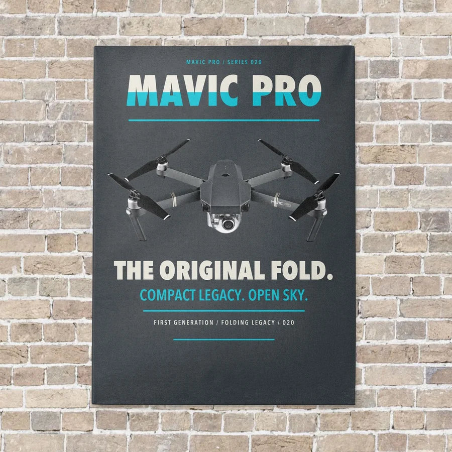 DJI Mavic Pro vertical canvas print - no frame - gray background