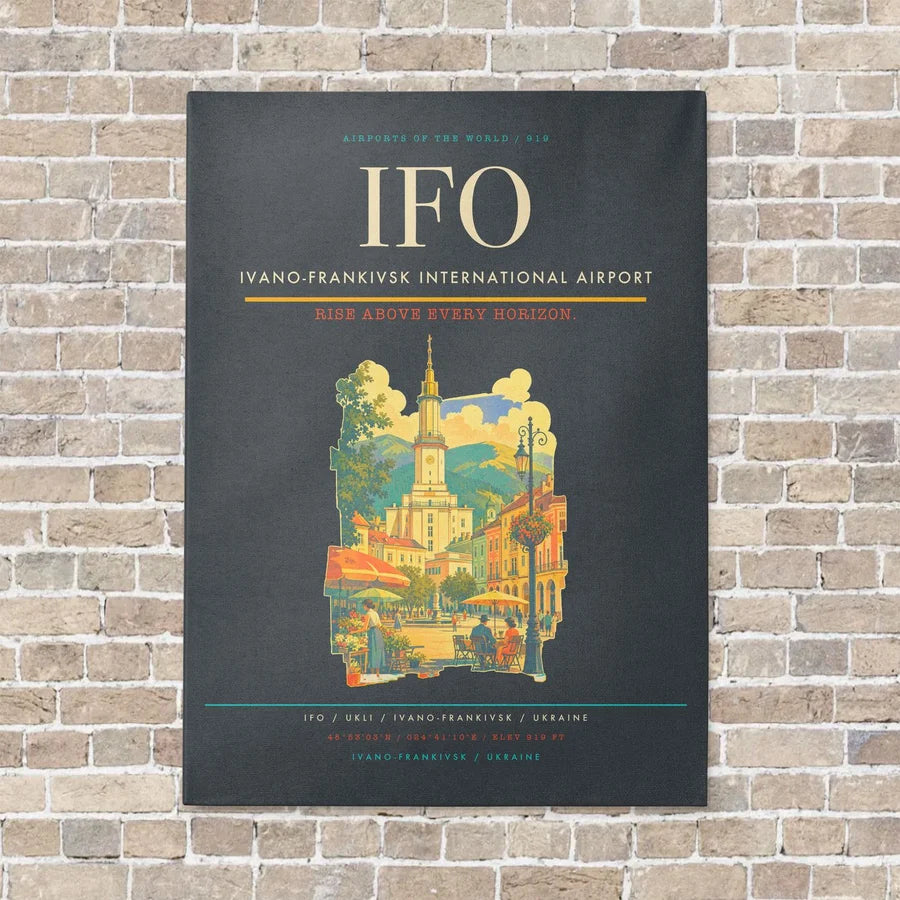Ivano-Frankivsk International Airport IFO vertical canvas print - no frame - gray background