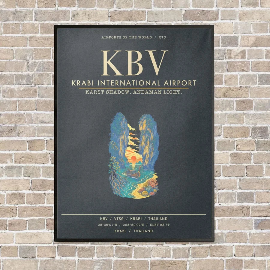 Krabi International Airport KBV - Canvas Framed - Gray