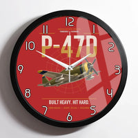 Thumbnail for P-47D Thunderbolt Razorback design on red framed wall clock