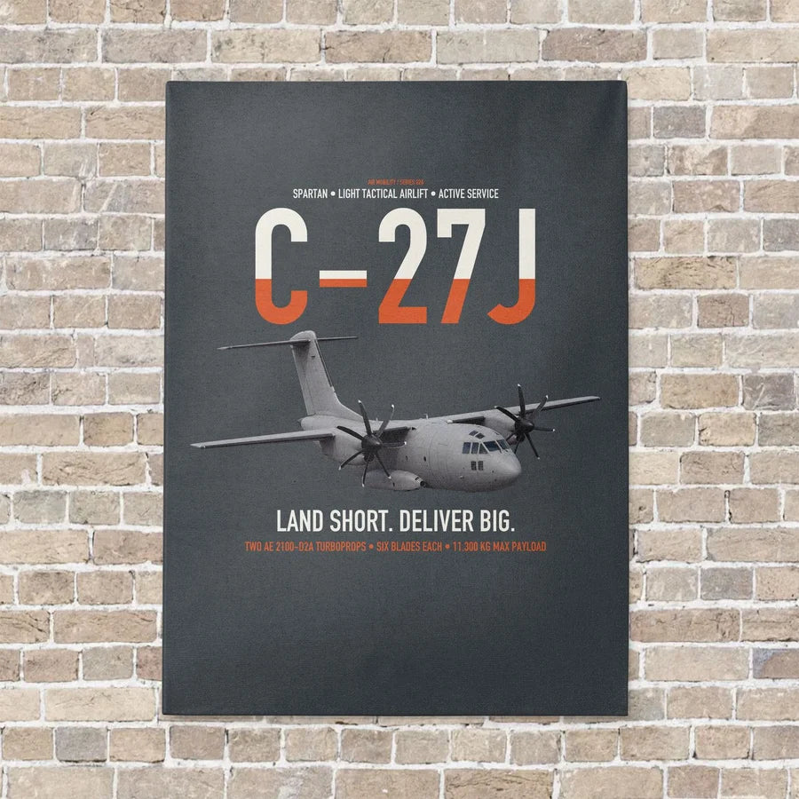 C-27J Spartan vertical canvas print - no frame - gray background