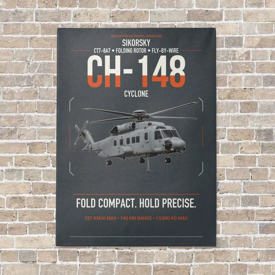 Sikorsky CH-148 Cyclone vertical canvas print - no frame - gray background