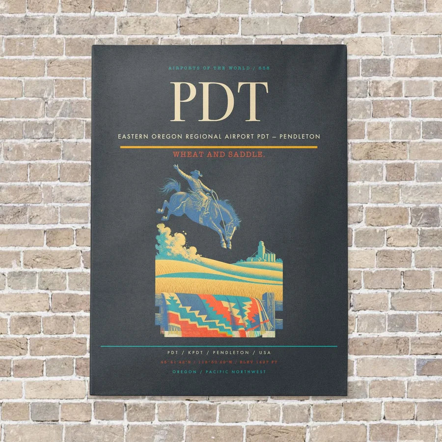 Eastern Oregon Regional Airport PDT — Pendleton vertical canvas print - no frame - gray background