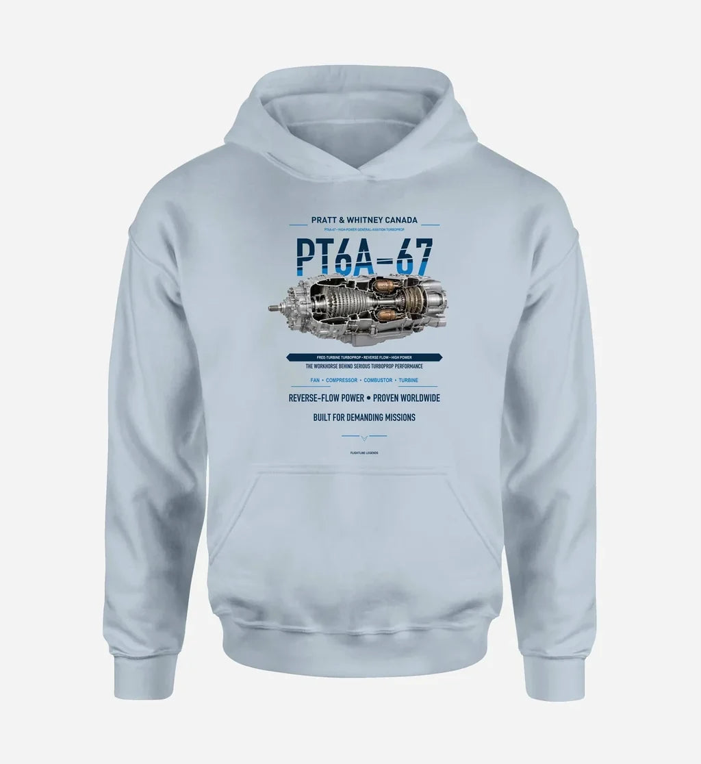 PT6A-67 design on light blue hoodie single side
