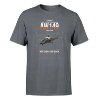 Thumbnail for Leonardo AW149 design on gray t-shirt, single-side print