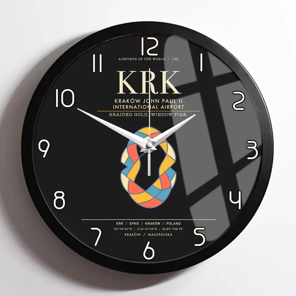 Krakow John Paul II International Airport KRK Wall-Clock Framed - Black
