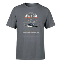 Thumbnail for Leonardo AW169 design on gray t-shirt, single-side print