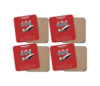 Thumbnail for Bombardier Challenger 604 design on red 4 pieces set coaster