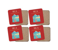 Thumbnail for Augusto C. Sandino International Airport (MGA) design on red 4 pieces set coaster