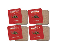 Thumbnail for Denel Rooivalk Mk 1F design on red 4 pieces set coaster