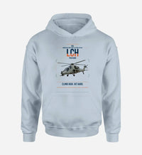 Thumbnail for HAL LCH Prachand design on light blue double-side hoodie, single-side print