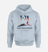 Thumbnail for T-7A Red Hawk design on light blue double-side hoodie, single-side print
